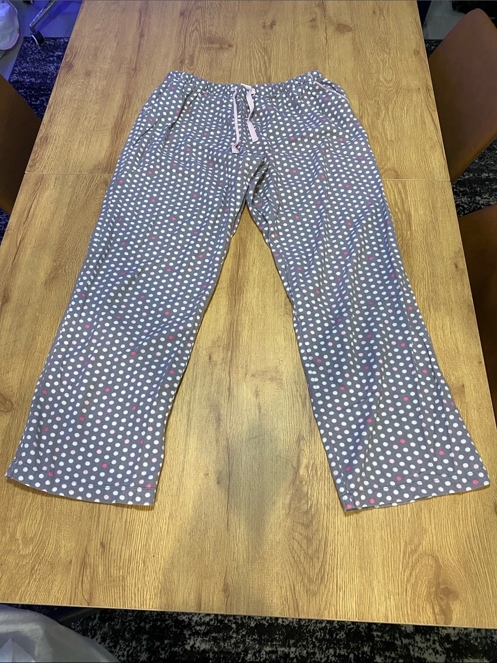 Liz Claiborne Gray Polka Dot Pajama Pants with Pink Accents